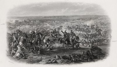 Schlacht von Aliwal, Indien, 28. Januar 1846, graviert von J.J. Crew von Michael Angelo Hayes