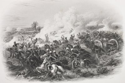 Die Schlacht von Moodkee, 1845, graviert von C.H. Jeens, aus 