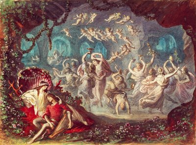 Bühnenbild für Tannhäuser-Aufführung von Richard Wagner im Münchner Nationaltheater von Michael Echter