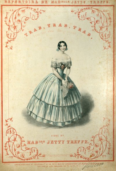 Trab, Trab, Trab (oder, Eines Tages beim sanften Reiten) Partiturcover, aus dem Repertoire von Madelle Jetty Treffz von Michael Hanhart