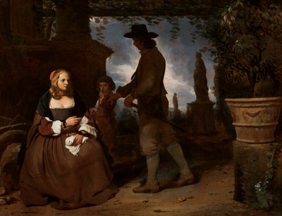 Ein junges Paar und ein Junge in einem Garten, um 1650 von Michael Sweerts
