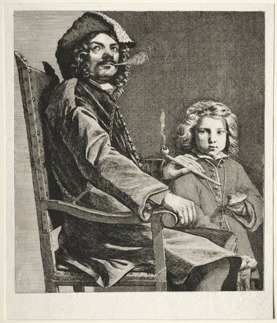 Mann raucht Pfeife und kleiner Junge von Michael Sweerts