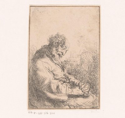 Schlafender alter Mann in einem Stuhl von Michael Willmann (attributed to)