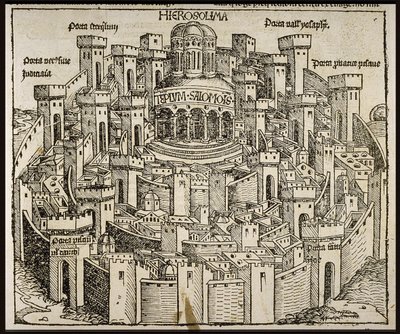Jerusalem aus der Schedelschen Weltchronik, um 1493 von Michael Wolgemut