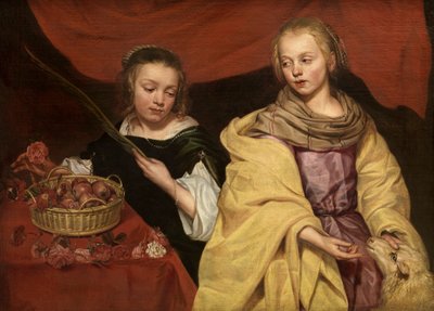 Zwei Mädchen als Heilige Agnes und Heilige Dorothea, ca. 1650 von Michaelina Wautier