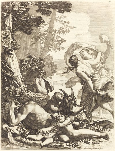Bacchanal mit schlafendem Bacchus von Michel Dorigny