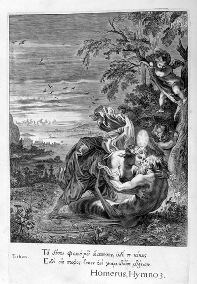 Tithonus, Geliebter der Eos, in eine Heuschrecke verwandelt, 1655 von Michel de Marolles