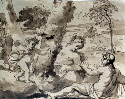 Liebe, ein Schäfer und eine Nymphe von Michel des Gobelins Corneille