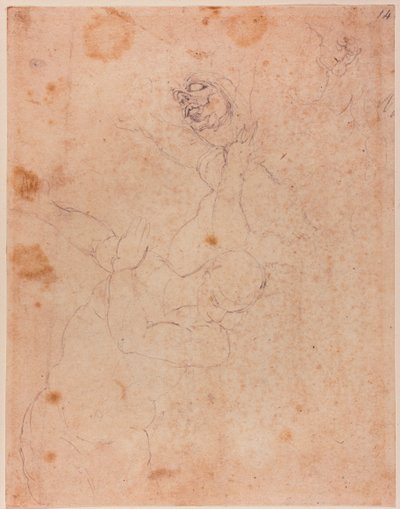 Figurenstudien, teilweise aus der Vertreibung aus dem Paradies in der Sixtinischen Kapelle von Michelangelo (after) Buonarroti