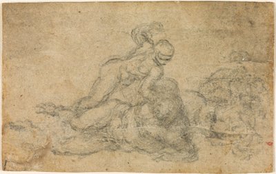 Michelangelo - David und Goliath. Verso Architekturstudien, ca. 1550-1556, I, 32a von Michelangelo
