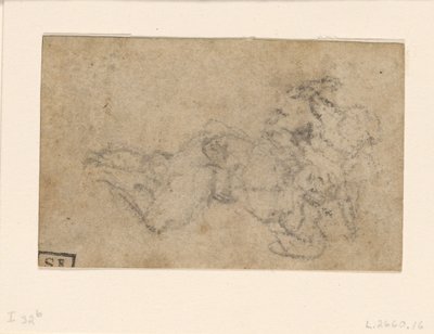 Michelangelo - David und Goliath. Verso Architekturstudien, ca. 1550-1556, I, 32b von Michelangelo