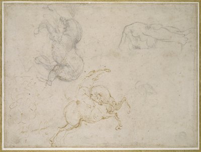 Ein Reiter, der angreift, und andere Studien von Michelangelo Buonarroti