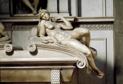Allegorie der Aurora. Grab von Laurent II. de Medici. Marmorskulptur 1531 von Michelangelo Buonarroti
