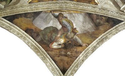 David und Goliath, Sixtinische Kapelle, Vatikan, 1508-1512 von Michelangelo Buonarroti