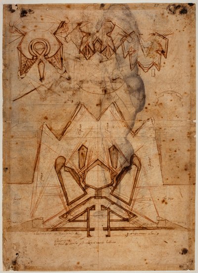 Befestigungen für die Porta al Prato, Figurenskizze von Michelangelo Buonarroti
