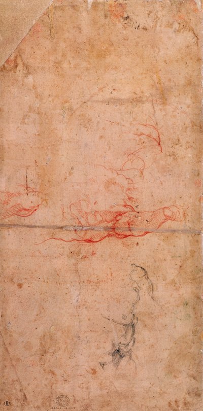 Vorbereitende Studie für die Bestrafung Hamans (verso) von Michelangelo Buonarroti