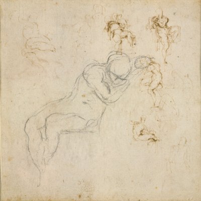 Recto: Acht Figurenstudien. Verso: Figurenstudie, ca. 1490-1560 von Michelangelo Buonarroti