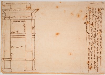 Seitenansicht des Grabmals von Julius II, Autograph-Memento von Michelangelo Buonarroti