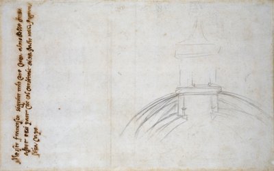 Skizze, die den Anschluss der Laterne und der Kuppel zeigt, und andere Studien für St. Peter, ca. 1490-1560 von Michelangelo Buonarroti