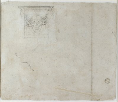 Studien von architektonischen Details und einer grotesken Maske, ca. 1490-1560 von Michelangelo Buonarroti