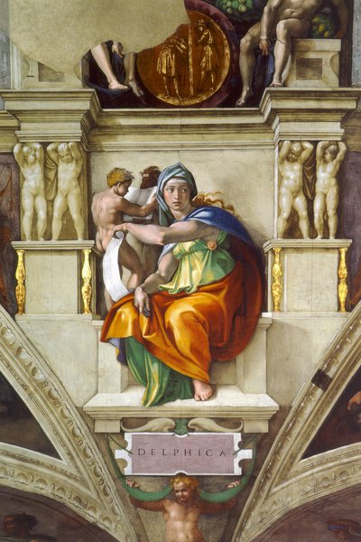 Die delphische Sibylle, Sixtinische Kapelle, Vatikan, 1508-1512 von Michelangelo Buonarroti