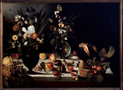 Stillleben mit Blumen und Früchten von Michelangelo Merisi da Caravaggio