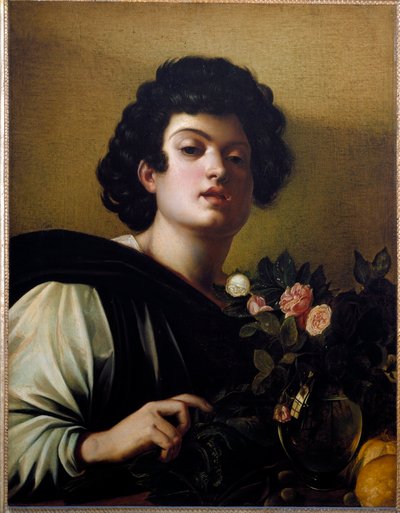 Junger Junge in der Vase der Rosen von Michelangelo Merisi da Caravaggio