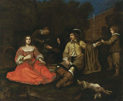 Elegante Jagdgesellschaft beim Ausruhen von Michiel Sweerts