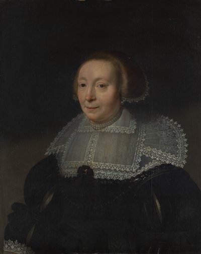 Porträt einer Frau mit Spitzenkragen, ca. 1632-35 von Michiel Jansz van Mierevelt