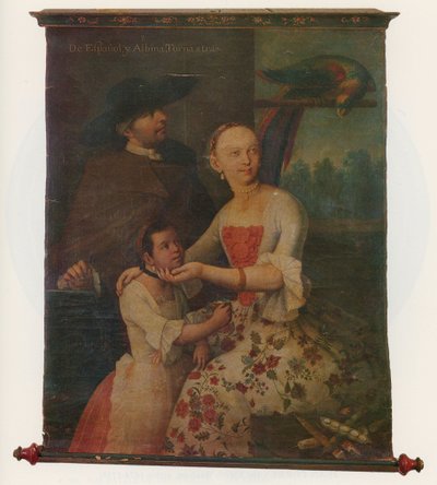 Eines von einem Paar ethnographischer Porträtgruppen, ca. 1763 von Miguel Cabrera