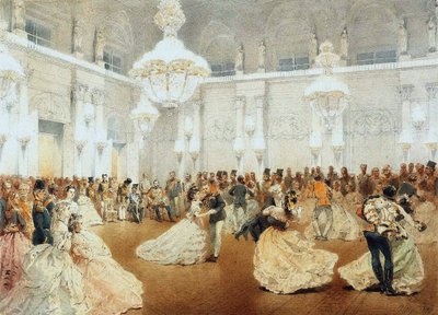 Ball im Konzertsaal des Winterpalastes während des offiziellen Besuchs von Nasir al-Din Shah im Mai von Mihaly von Zichy
