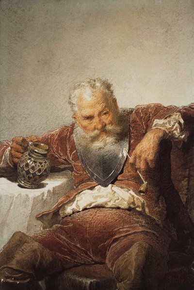 Falstaff mit einem Krug Wein und einer Pfeife, 1873 von Mihály Zichy