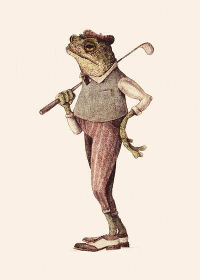 Frosch in Vintage-Golfkleidung von Mike Koubou