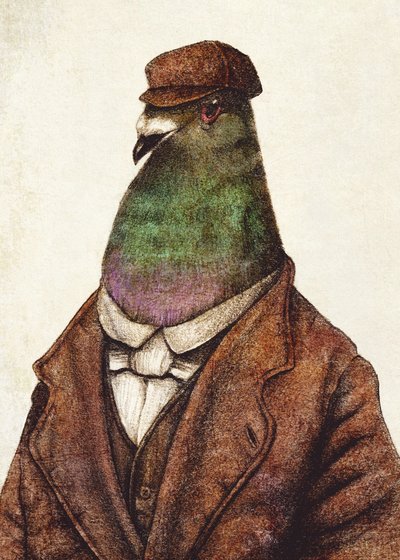 Taube in Vintage-Kleidung von Mike Koubou