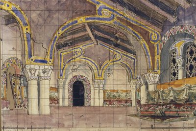 Bühnenbild für die Oper Die Zarenbraut von N. Rimski-Korsakow, 1899 von Mikhail Aleksandrovich Vrubel