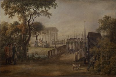 Wachwechsel auf der Wiese der Zarin in Sankt Petersburg, 1799 von Mikhail Matveevich Ivanov