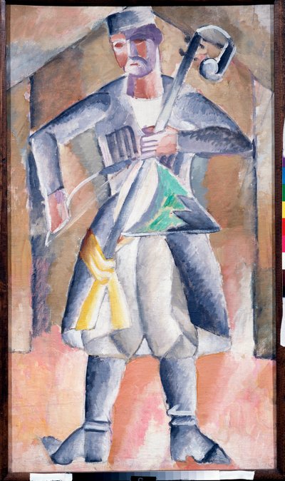 Musiker - Porträt eines Musikers in traditioneller Kleidung mit seinem Instrument von Mikhail Vasilevich Le Dantu