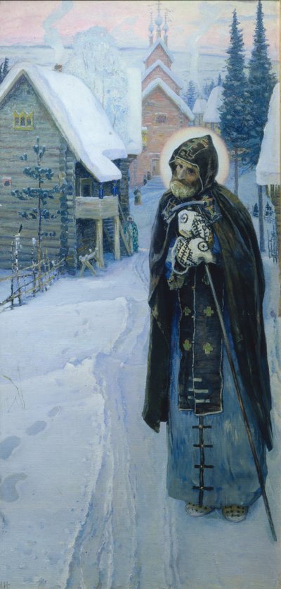 Heiliger Sergius arbeitet Triptychon, rechter Teil, 1896 von Mikhail Vasilievich Nesterov