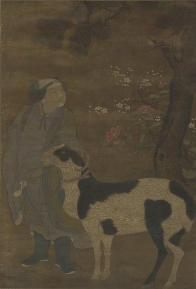Ein edler Junge und seine Ziege von Ming Dynasty Chinese School