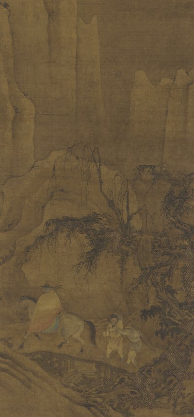 Ein Reisender zu Pferd mit Begleitern von Ming Dynasty Chinese School