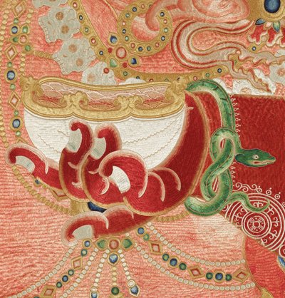 Detail der kaiserlichen bestickten Seiden-Thangka von Ming Dynasty Chinese School