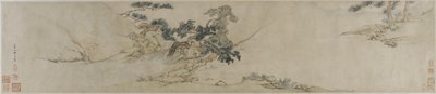 Zither spielen unter einer Kiefer, spätes 16. bis frühes 17. Jahrhundert von Ming Dynasty Chinese School
