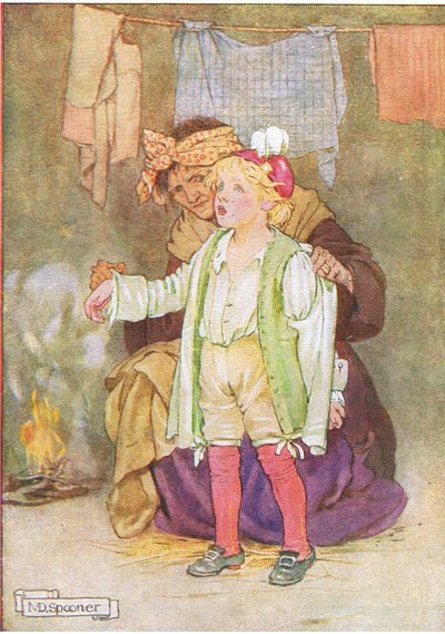 Sie zogen ihm seinen Samt und seine Federn und Spitze aus (aus der Geschichte Edwy und das Echo), Illustration aus Eine Treppe von Geschichten, veröffentlicht von Thomas Nelson & Sons Ltd 1940er Jahre von Minnie Didbin Spooner