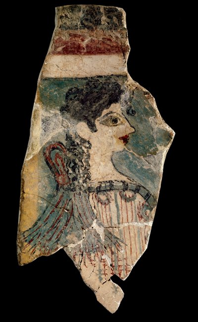 La Parisienne: Fragment eines Freskos, das eine Priesterin im Profil darstellt von Minoan