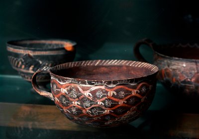 Minoische Kunst: Keramikbecher der Kamares (Kreta) Periode Protopalatial (2100 bis 1650 v. Chr.), aus Knossos. Heraklion, Archäologisches Museum von Minoan