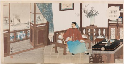Admiral Ding Ruchang von der chinesischen Beiyang-Flotte, vollständig zerstört in Weihaiwei, begeht Selbstmord in seiner offiziellen Residenz von Mizuno Toshikata