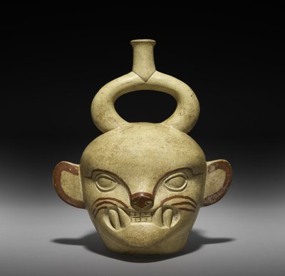 Gefäß in Form eines Katzenkopfes, 100-800 n. Chr. von Moche Moche