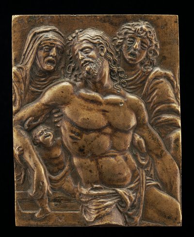 Christus im Grab, unterstützt von der Jungfrau, dem Heiligen Johannes und einem Engel, 1508-1513 von Moderno