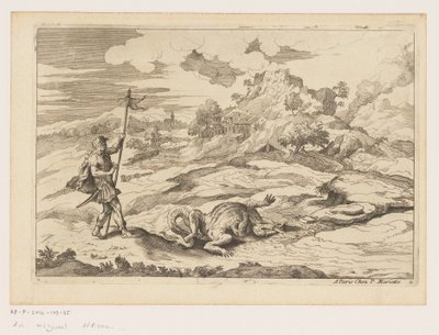 Landschaft mit Georg und dem Drachen Landschaften nach Tizian (Serientitel) von Moise Jean Baptiste Fouard