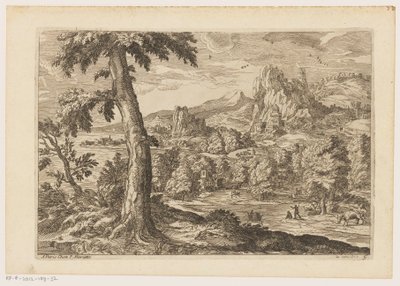 Landschaft mit Figuren entlang eines Flusses von Moise Jean Baptiste Fouard